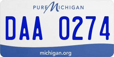 MI license plate DAA0274