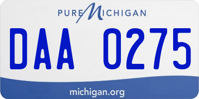 MI license plate DAA0275