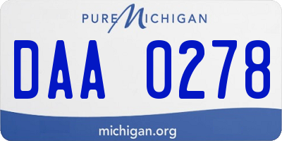 MI license plate DAA0278