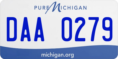 MI license plate DAA0279