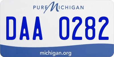 MI license plate DAA0282