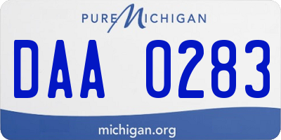 MI license plate DAA0283