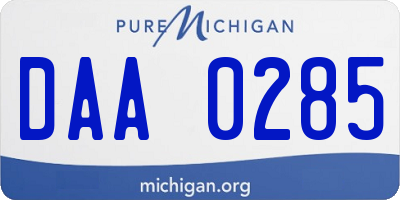 MI license plate DAA0285