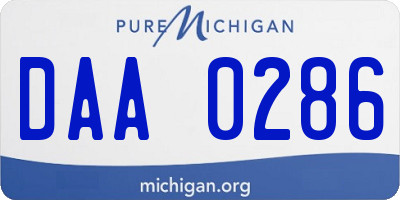 MI license plate DAA0286