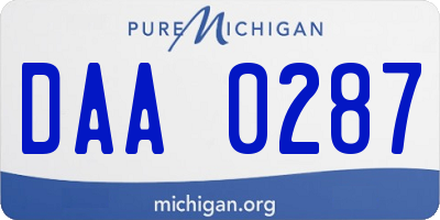 MI license plate DAA0287