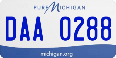 MI license plate DAA0288