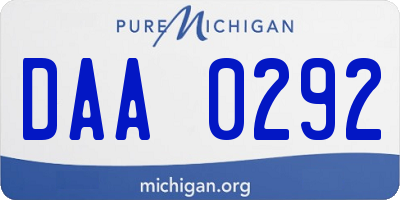 MI license plate DAA0292