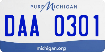 MI license plate DAA0301