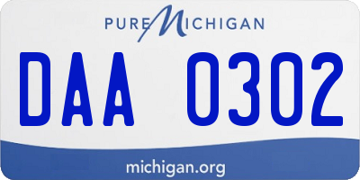 MI license plate DAA0302