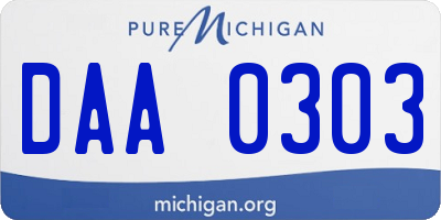 MI license plate DAA0303