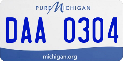 MI license plate DAA0304