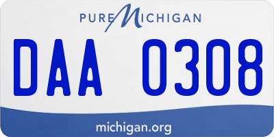 MI license plate DAA0308
