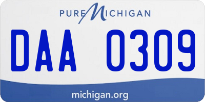 MI license plate DAA0309