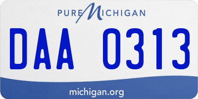 MI license plate DAA0313