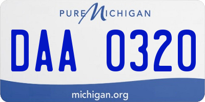 MI license plate DAA0320