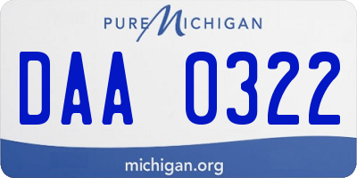 MI license plate DAA0322