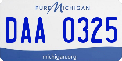 MI license plate DAA0325