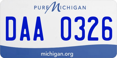 MI license plate DAA0326