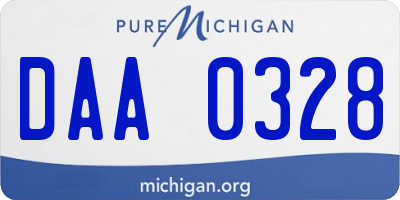 MI license plate DAA0328