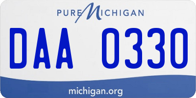 MI license plate DAA0330