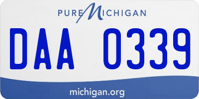 MI license plate DAA0339