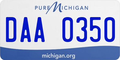 MI license plate DAA0350