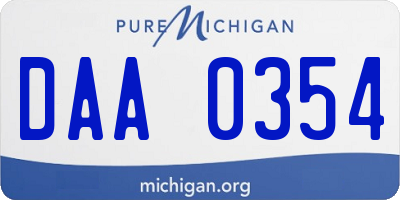 MI license plate DAA0354