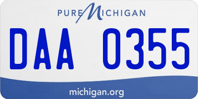 MI license plate DAA0355