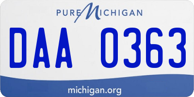 MI license plate DAA0363