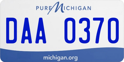 MI license plate DAA0370