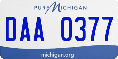 MI license plate DAA0377