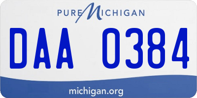 MI license plate DAA0384