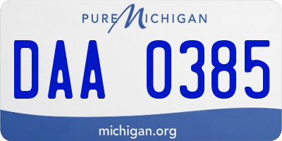 MI license plate DAA0385