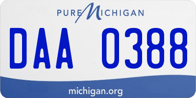 MI license plate DAA0388