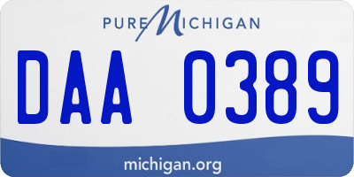 MI license plate DAA0389