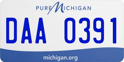 MI license plate DAA0391