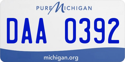 MI license plate DAA0392