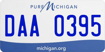 MI license plate DAA0395