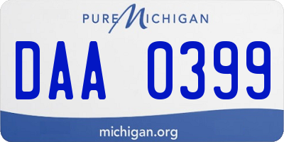 MI license plate DAA0399