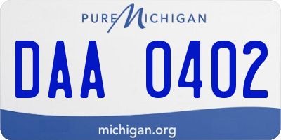 MI license plate DAA0402