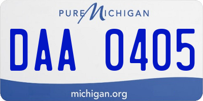 MI license plate DAA0405