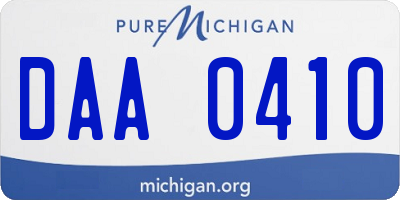 MI license plate DAA0410