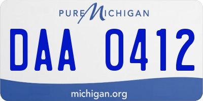 MI license plate DAA0412