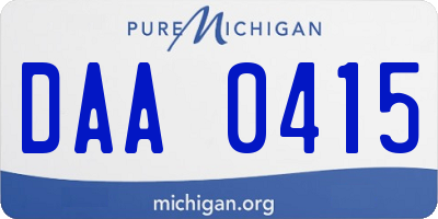 MI license plate DAA0415