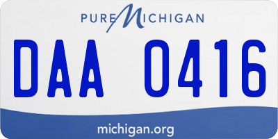 MI license plate DAA0416