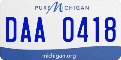 MI license plate DAA0418