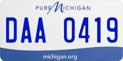 MI license plate DAA0419