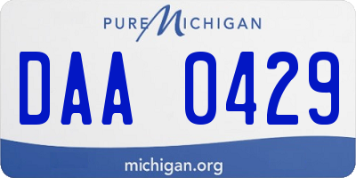 MI license plate DAA0429