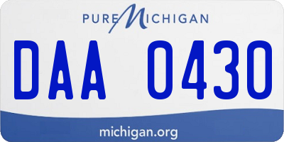 MI license plate DAA0430