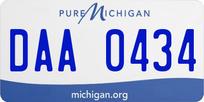 MI license plate DAA0434